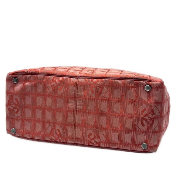 CHANEL New Travel Line Tote MM - Red Nylon Jacquard Leather Tote Bag 454-081525 - Picture 4 of 8